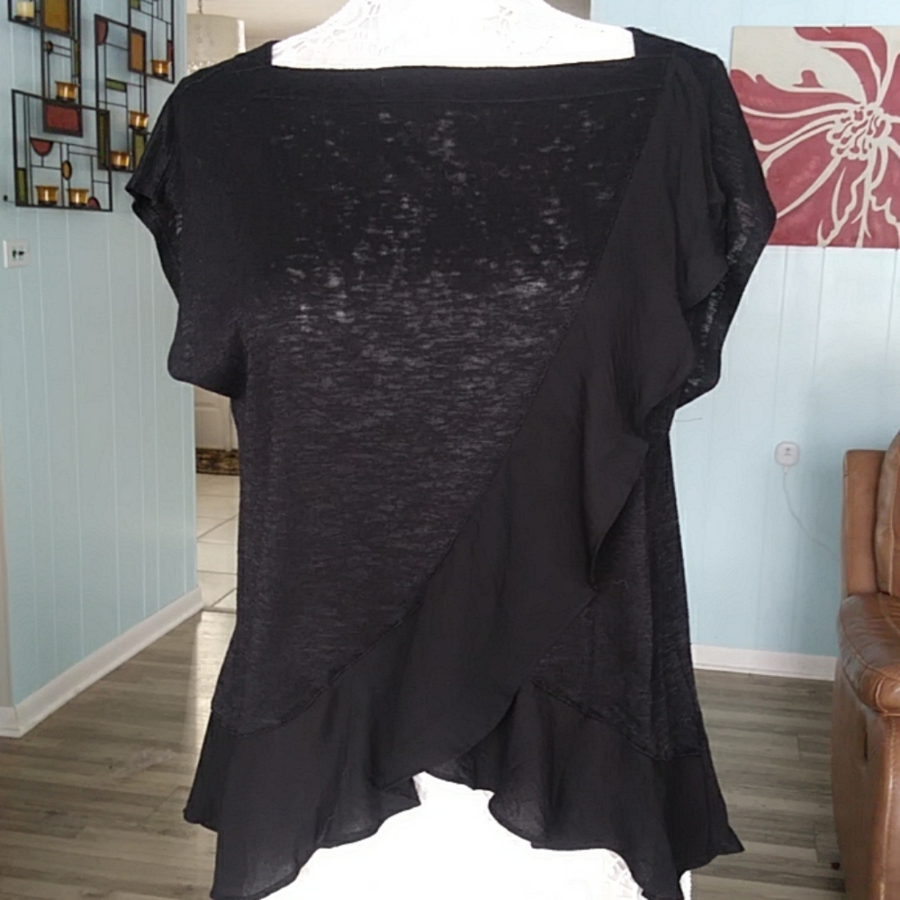 Banana republic black ruffled shirt